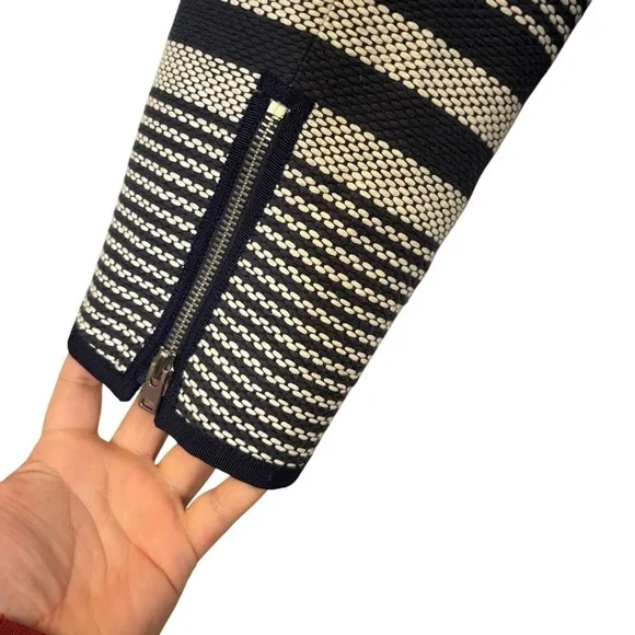 J. Crew Women's Long Sleeve Striped Full Zip up Tweed Jacket Blue/White Size 10 - Picture 6 of 7